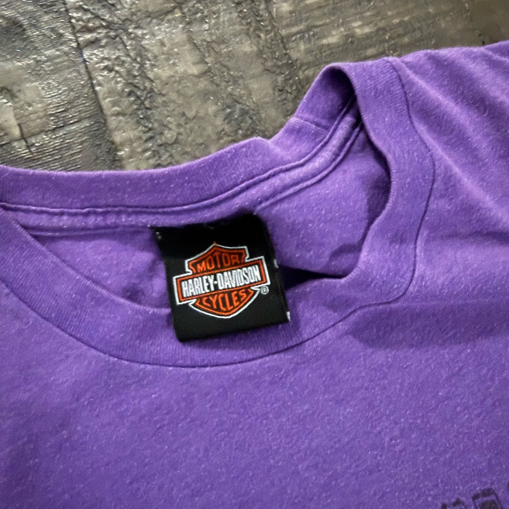 Harley Davidson Purple Graphic Tee Virginia Beach Y2K Motorcycle Biker Shirt - Picture 6 of 9